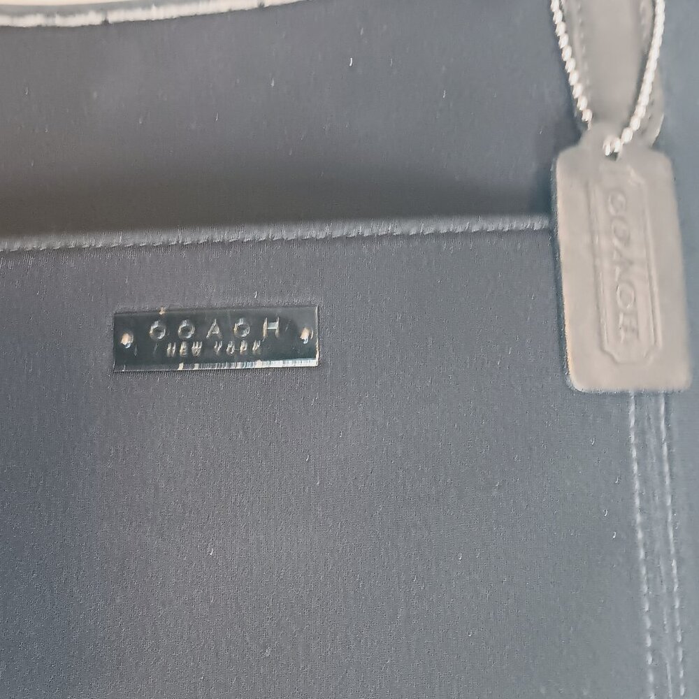 Vintage Coach Large Tote Bag 6217 - Black Neoprene with Leather Trim - Picture 6 of 9